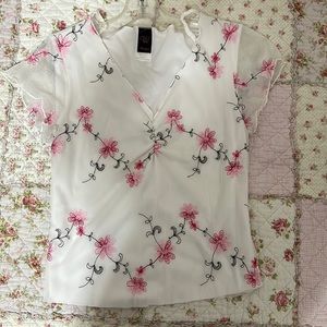 Vintage 90s floral mesh top !!